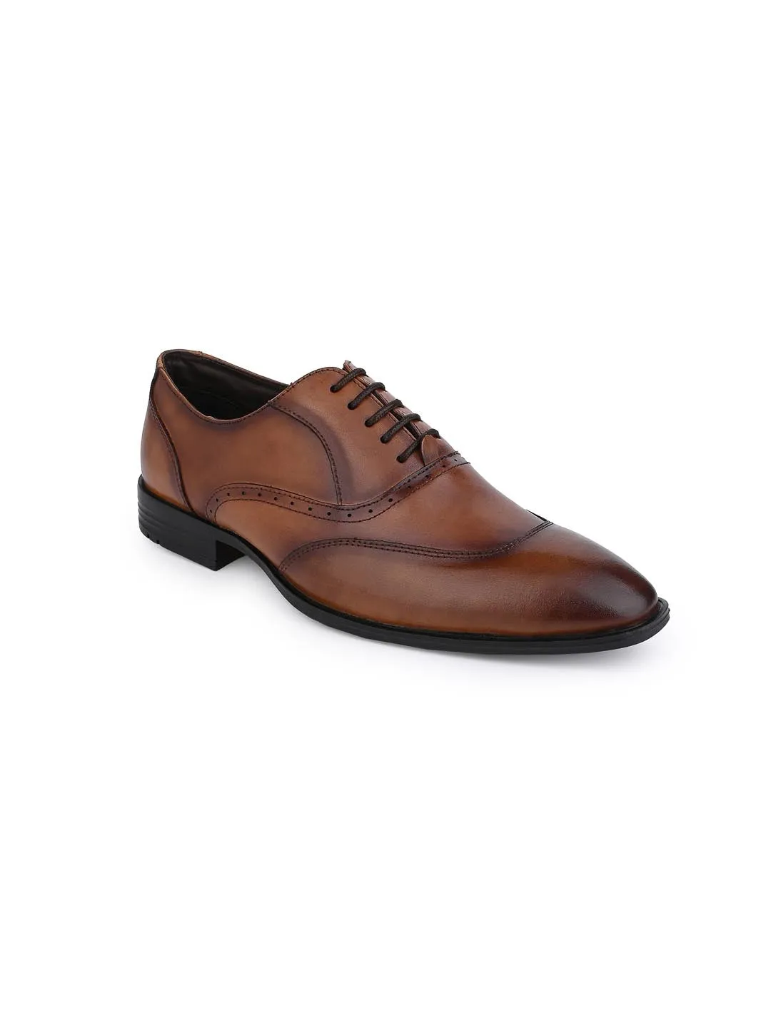 Alberto Torresi Genuine Leather Tan Laceup Formal Shoes Oxford For Men