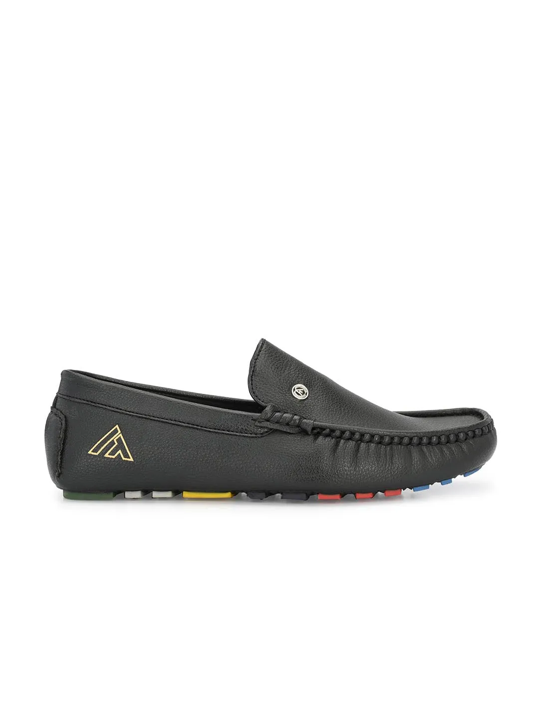 Alberto Torresi Mild Driver With Multi Color Silicon Sole Black Loafers For Men