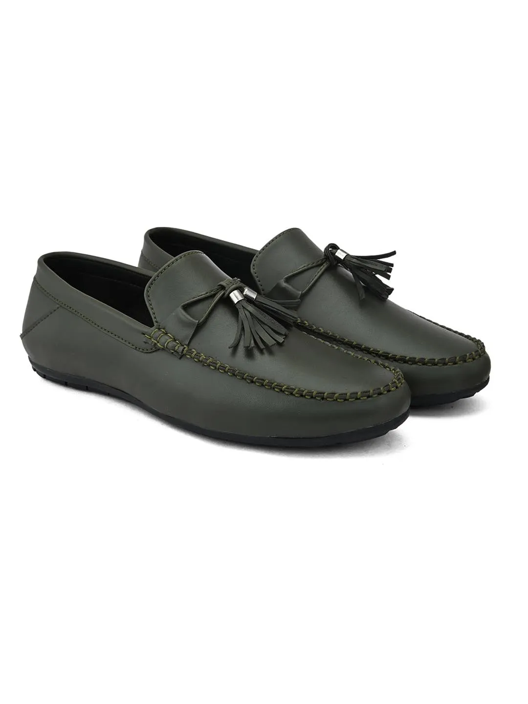 Alberto Torresi Synthetic Green Loafers For Men