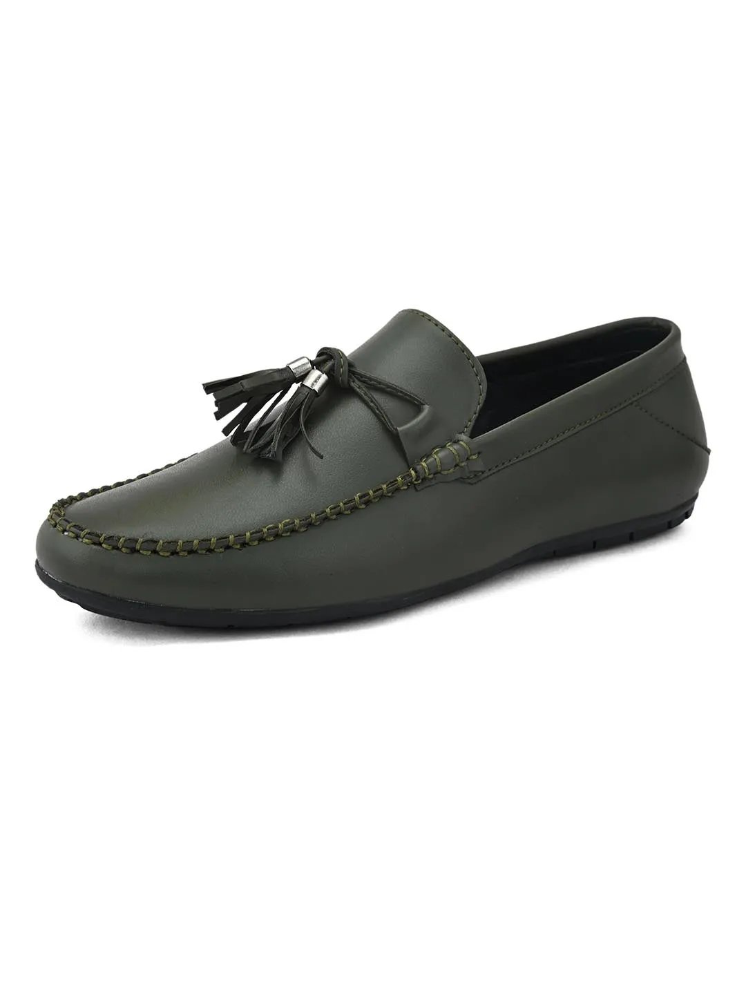 Alberto Torresi Synthetic Green Loafers For Men