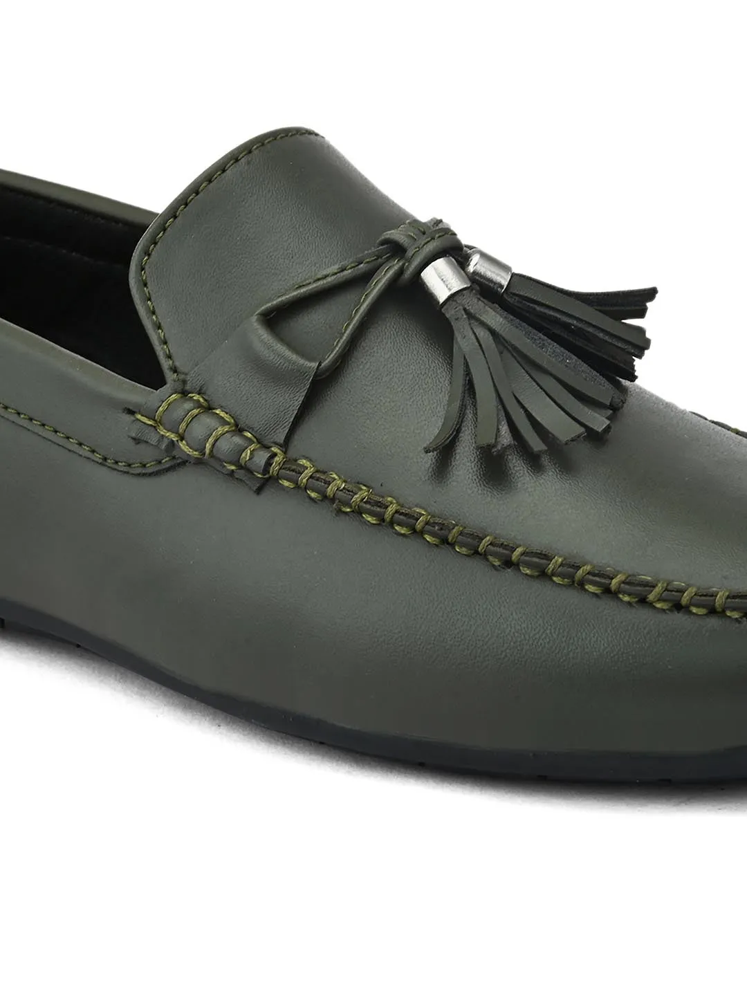 Alberto Torresi Synthetic Green Loafers For Men