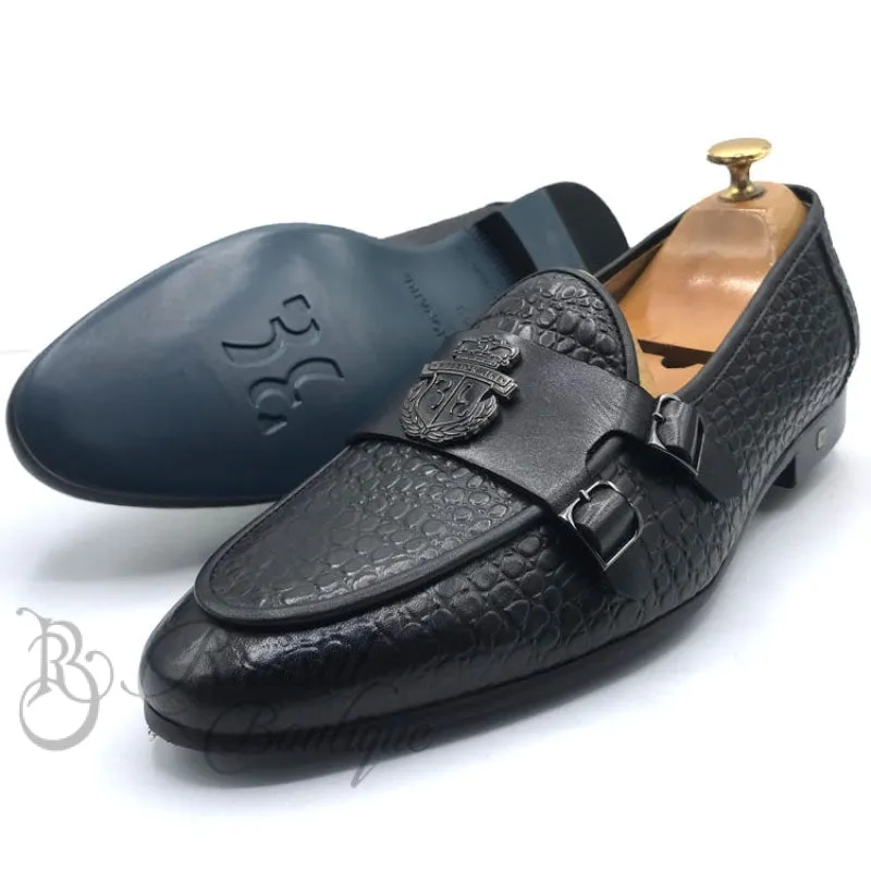 Billionaire leather doublestrap monk shoe | Black