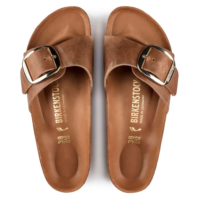 'Birkenstock' Women's Madrid Big Buckle Oiled Leather Sandal - Cognac