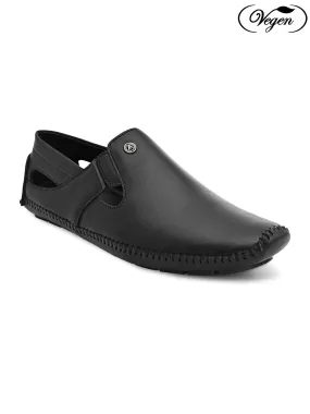 Black Synthetic  Sandals For Urbane Men