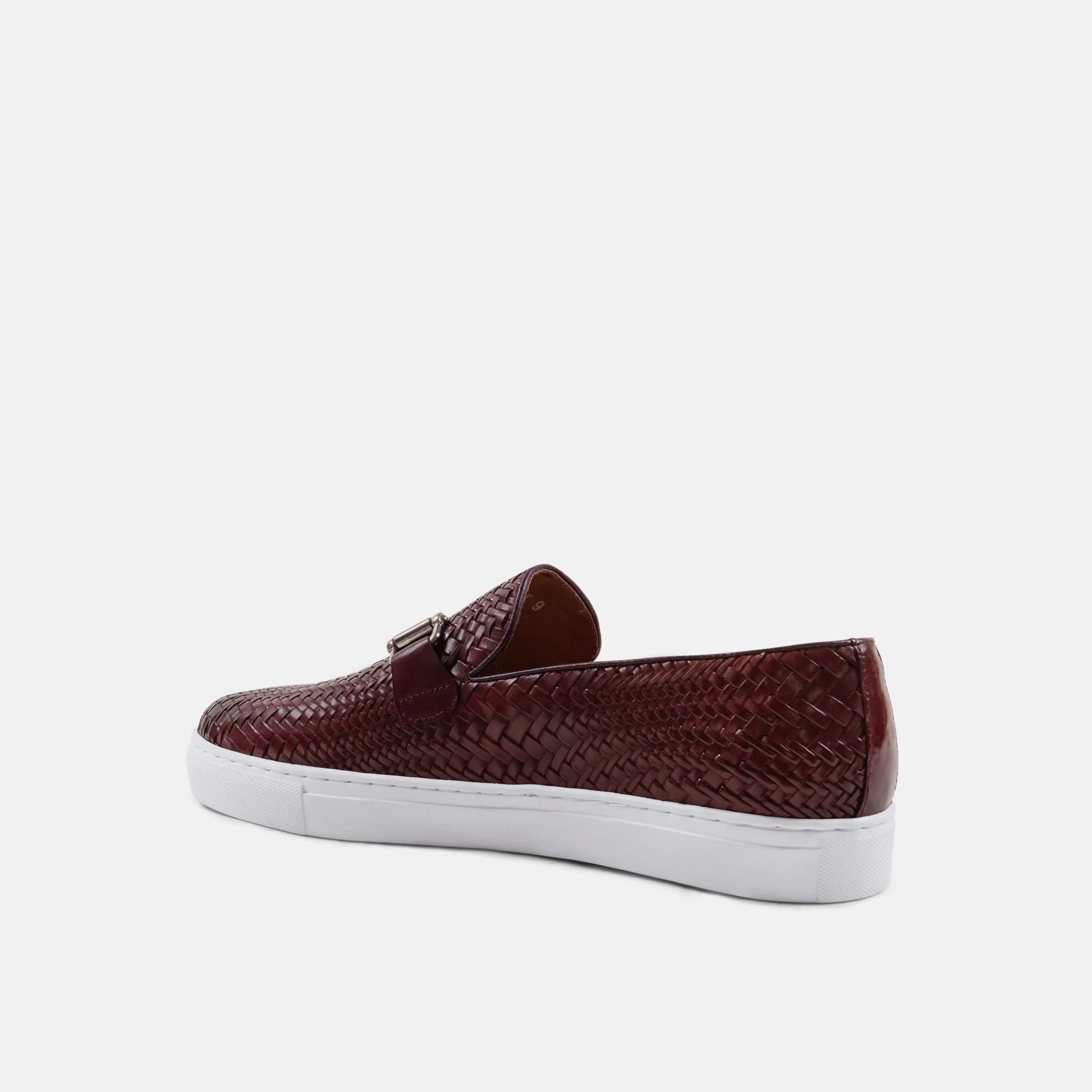 Boardwalk Crimson Woven Leather Horse-Bit Sneakers