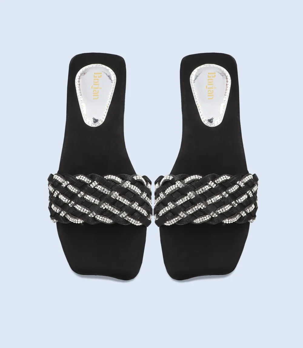 BW7467-BLACK-Women Casual Slipper