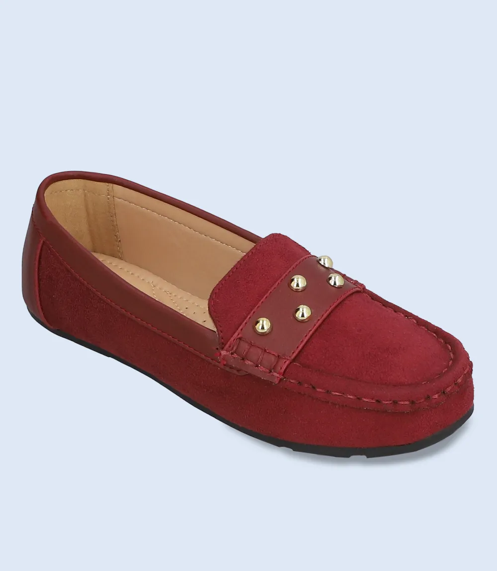 BW8884-MAROON-Women Comfort Moccasins