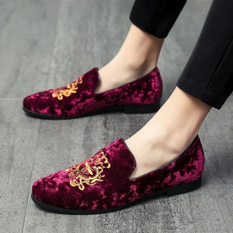 Casual Men Embroidery Loafers wedding New Big Size Lazy Peas shoes