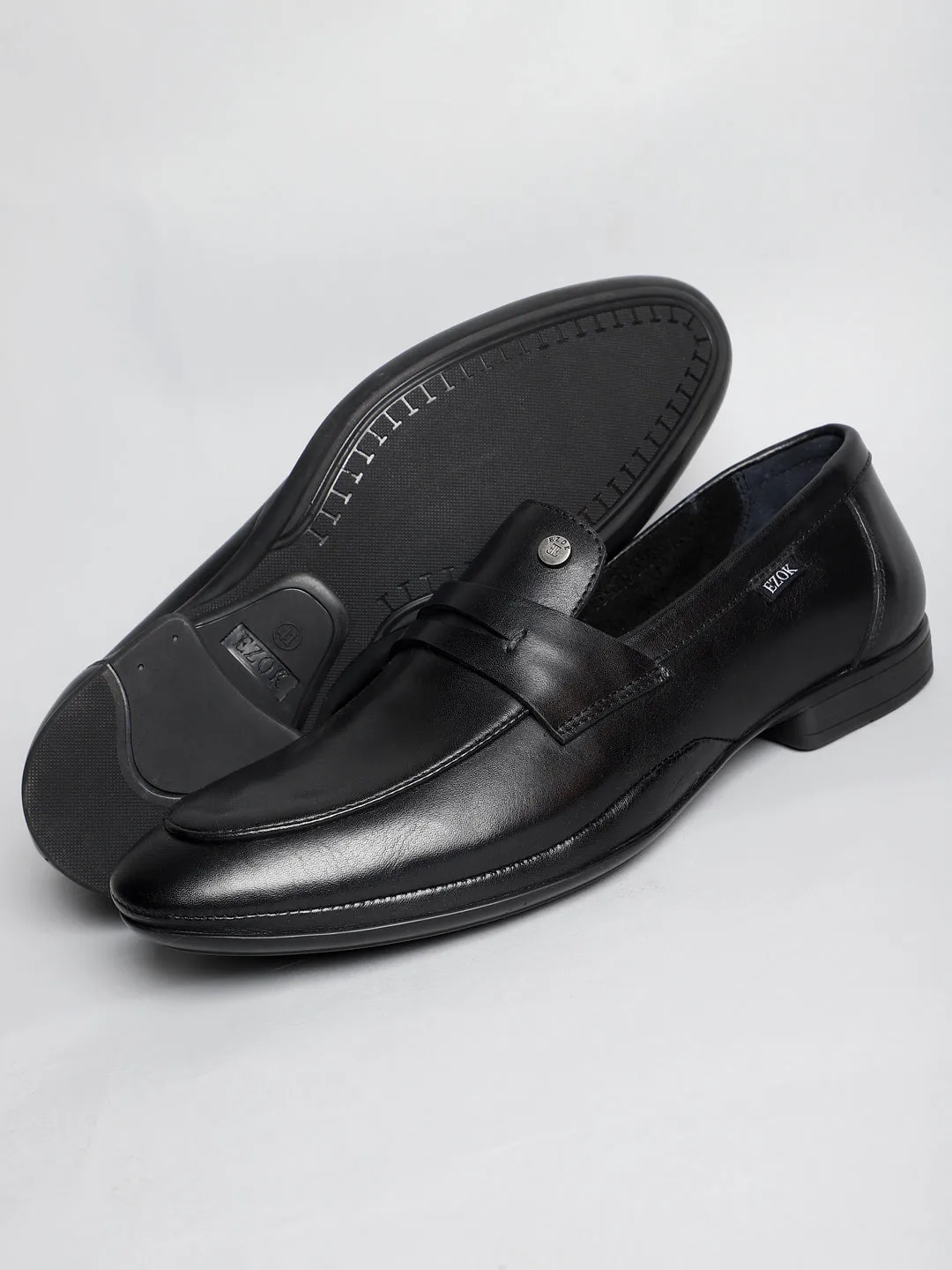 Ezok Men Leather Loafer Mocassins ( Black )