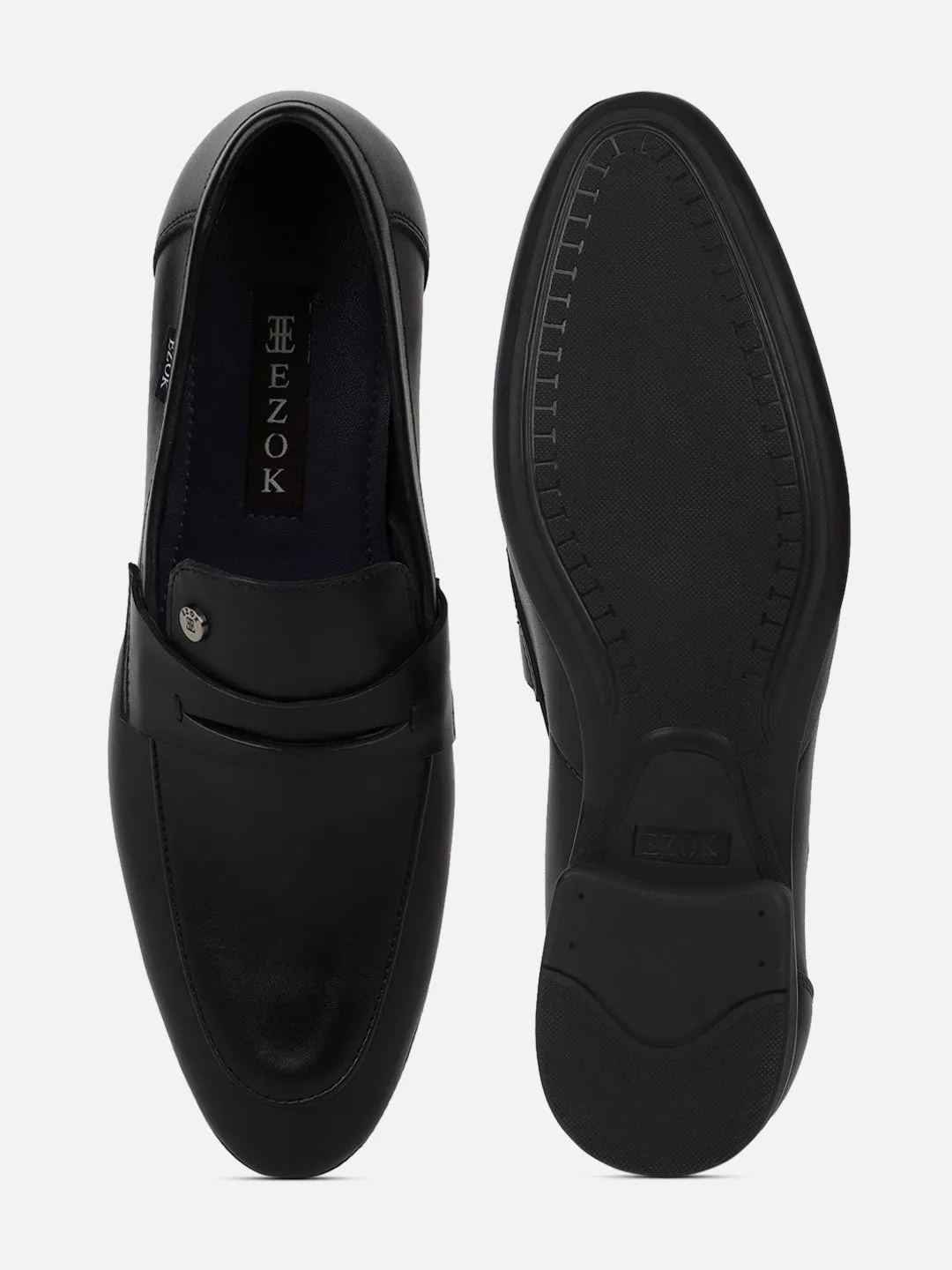 Ezok Men Leather Loafer Mocassins ( Black )