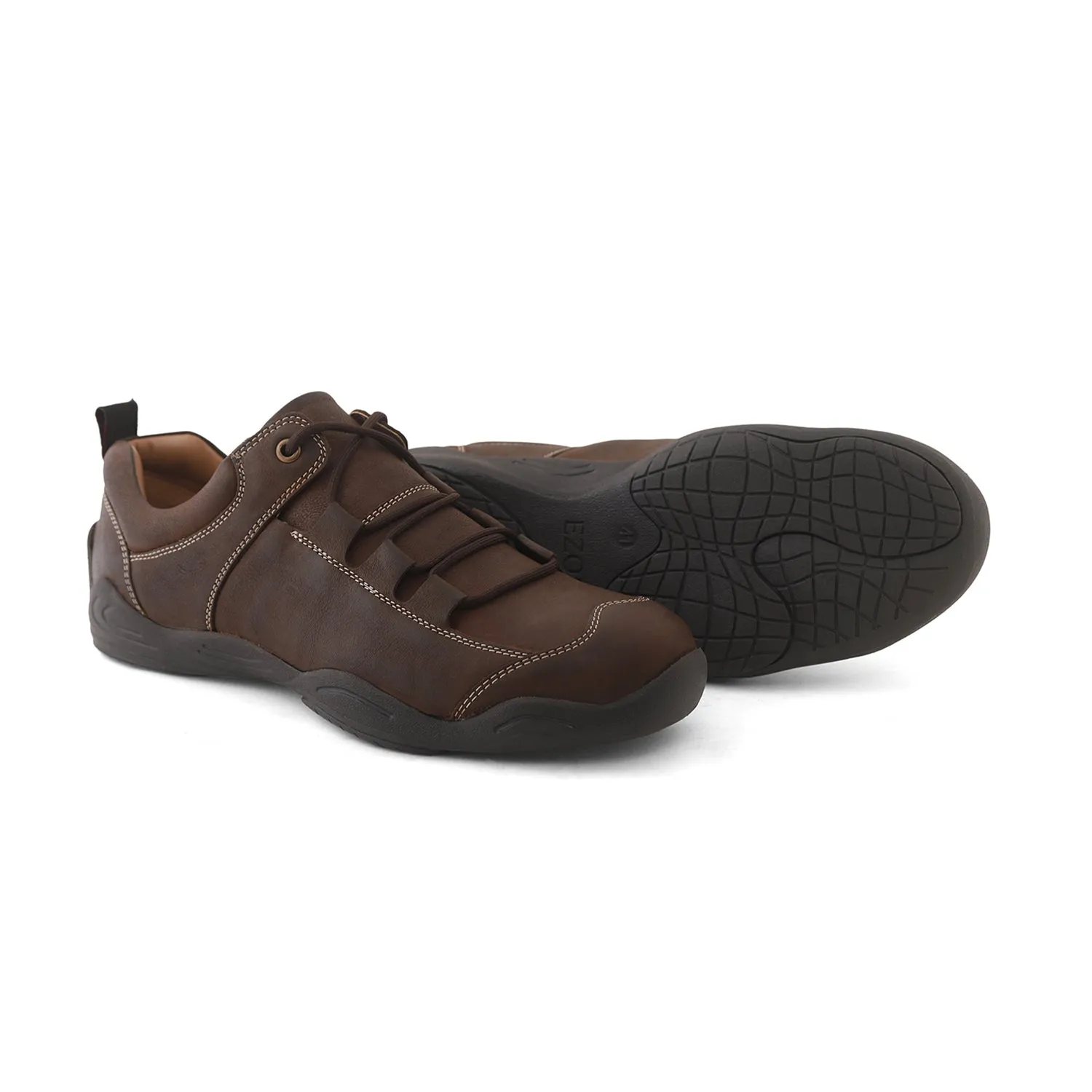 Ezok Mens Casual Brown Leather Sneakers