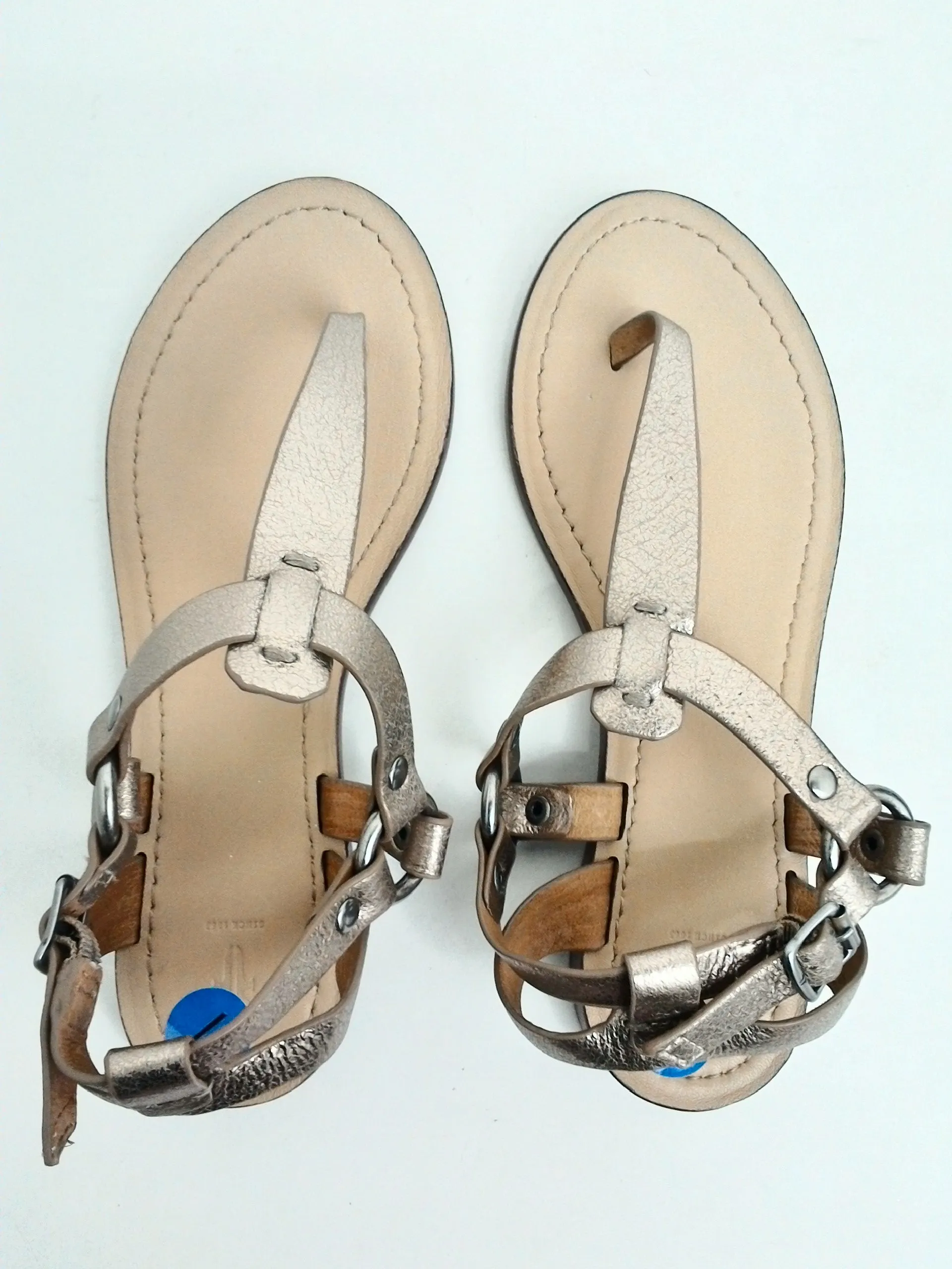 Frye Women's Gold/Pewter Thing Sandals Size 7 M