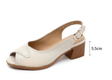 GX408 Women's Casual Shoes: Leather Sandals with Thick Heel