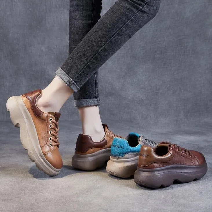 Handmade Genuine Leather Sneakers - Women's Casual Shoes WX1211