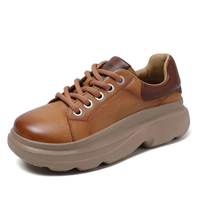 Handmade Genuine Leather Sneakers - Women's Casual Shoes WX1211