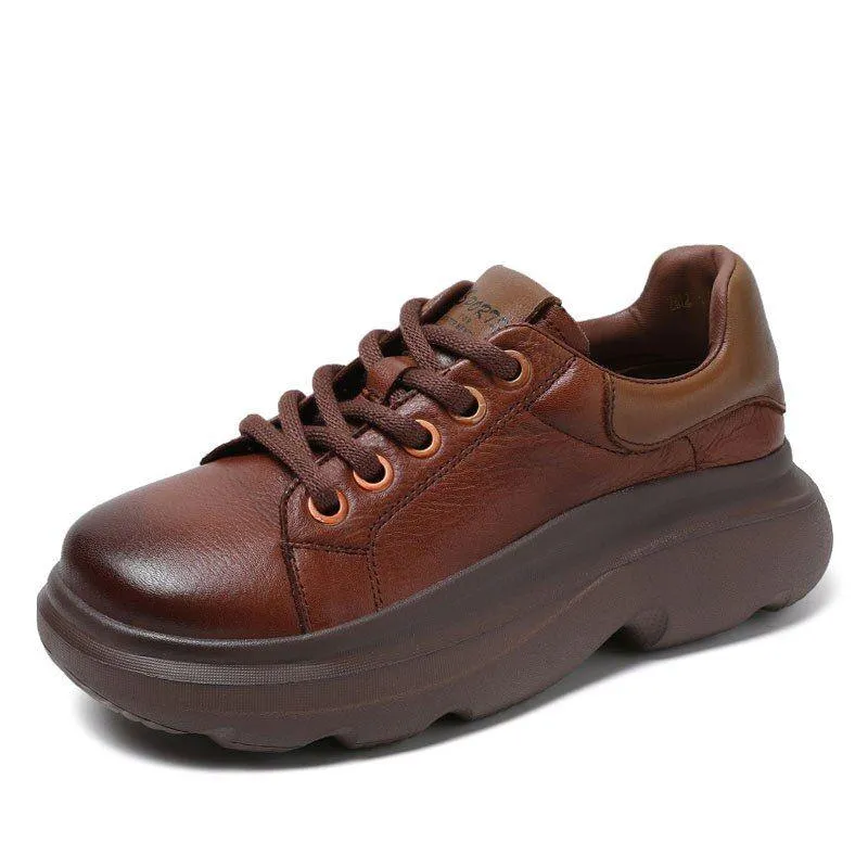 Handmade Genuine Leather Sneakers - Women's Casual Shoes WX1211