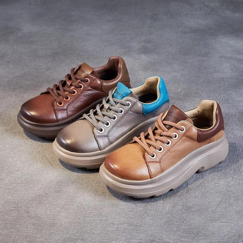 Handmade Genuine Leather Sneakers - Women's Casual Shoes WX1211