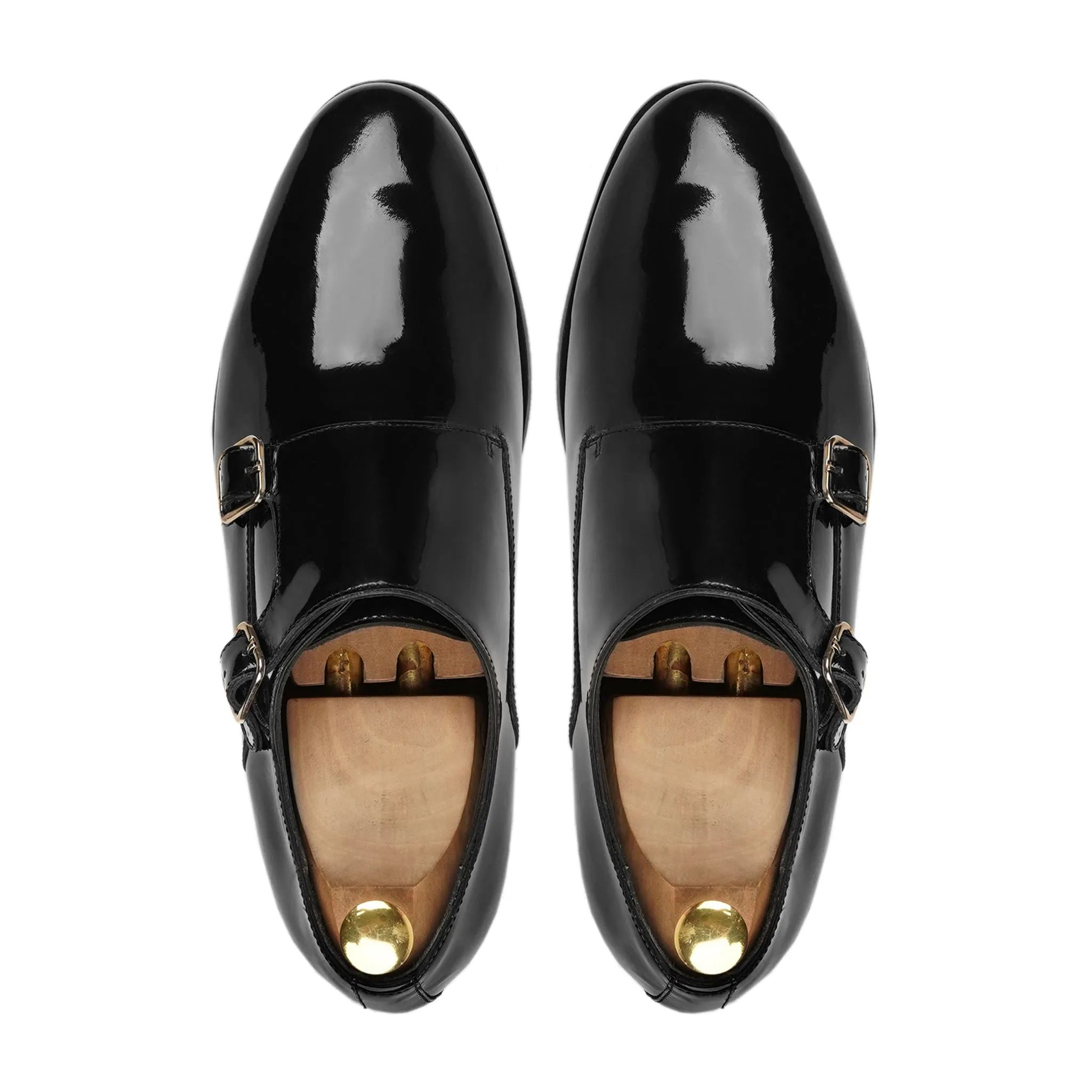 Herning - Men's Black Patent Leather Double Monkstrap