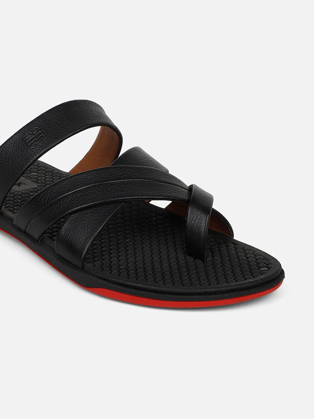 Leather sandal for men (Black)