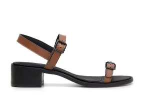 'Lucia' vegan low-heel sandal by Ahimsa - cognac