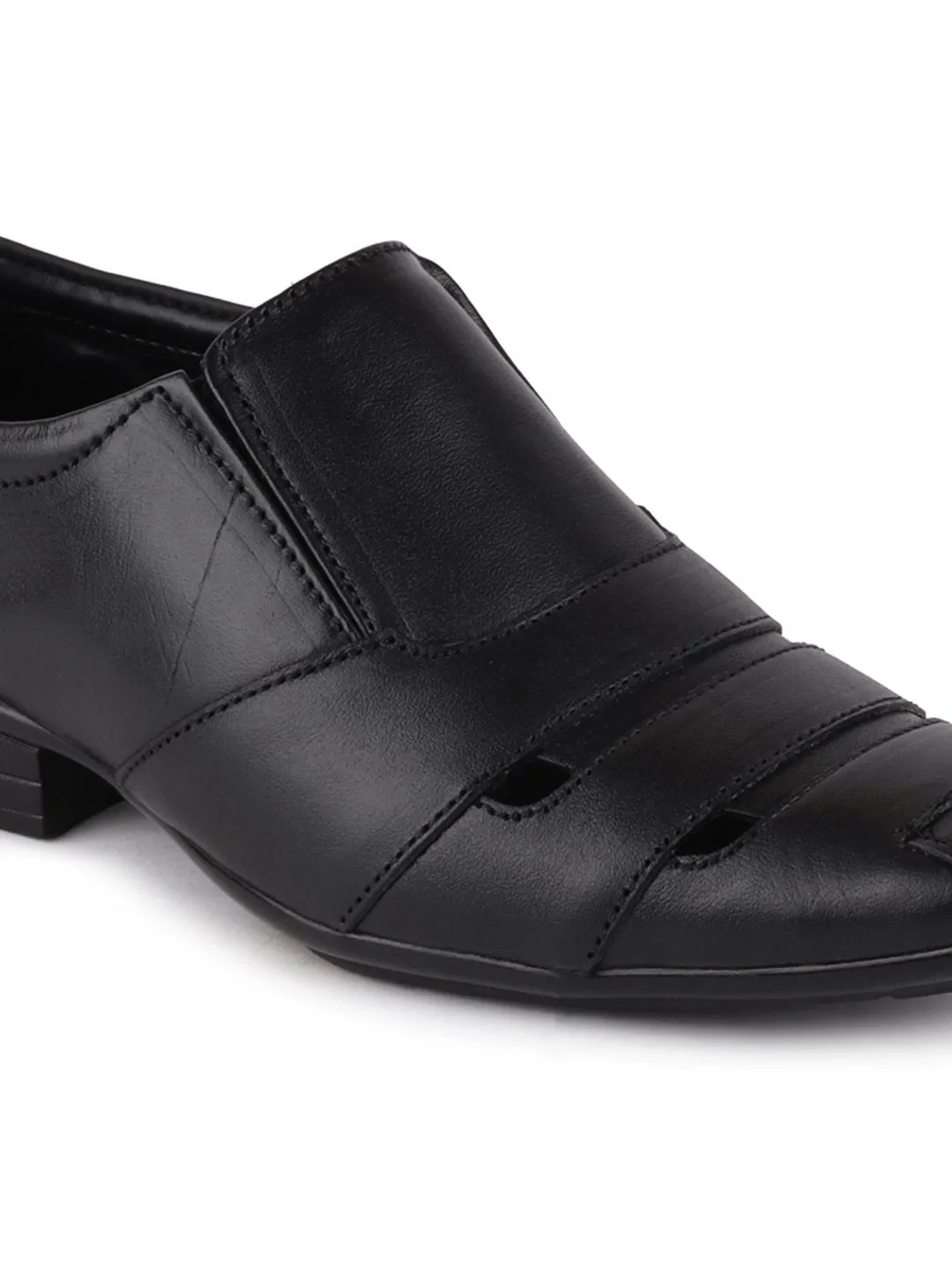 Men Black Formal Leather Slip-On Shoes