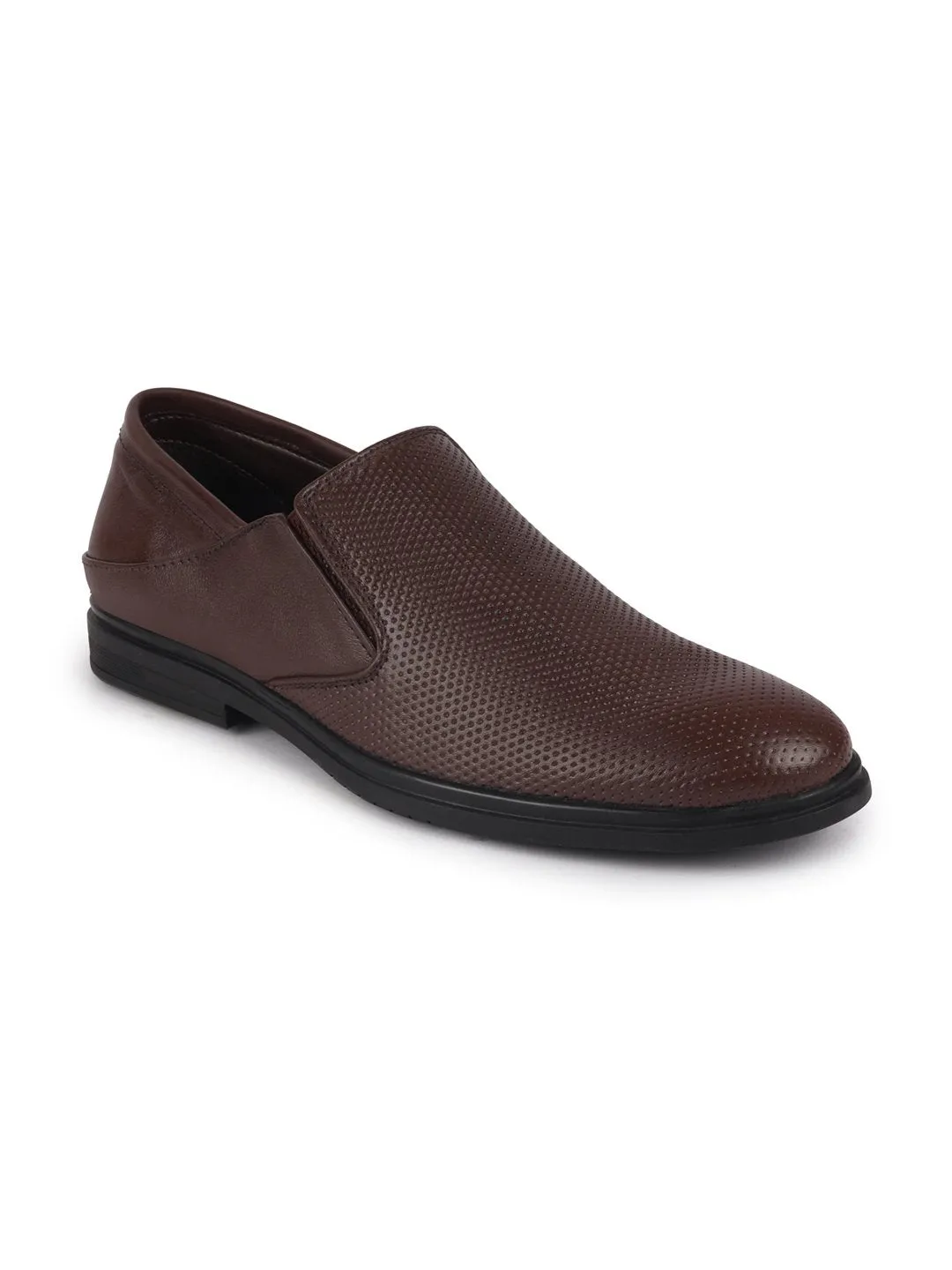 Men Brown Formal Leather Slip-On Shoes