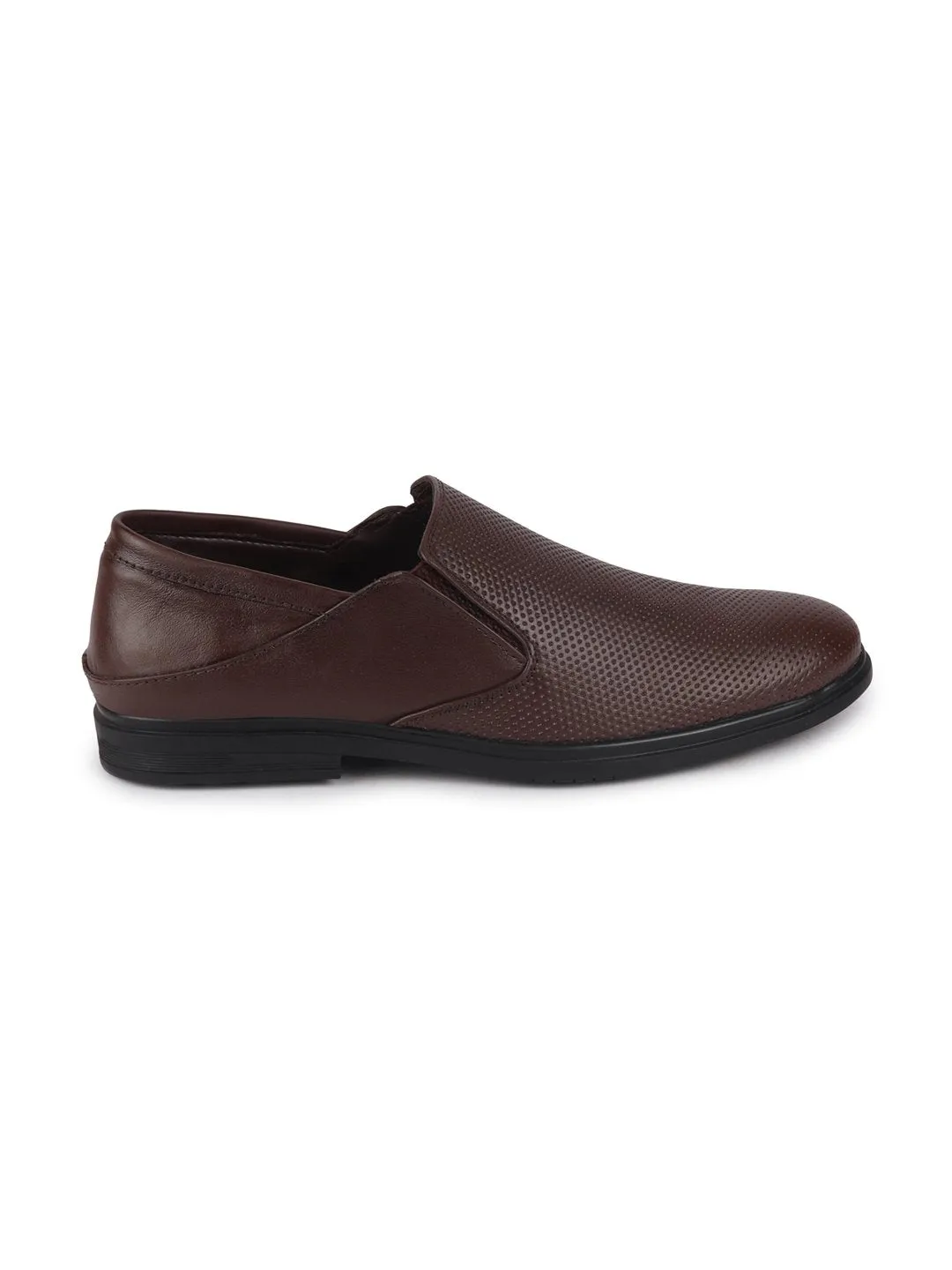 Men Brown Formal Leather Slip-On Shoes