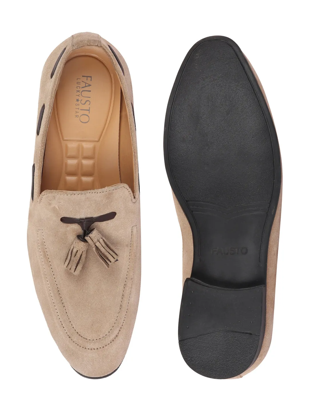 Men Cheeku Suede Leather Casual Tassel Loafer Shoes