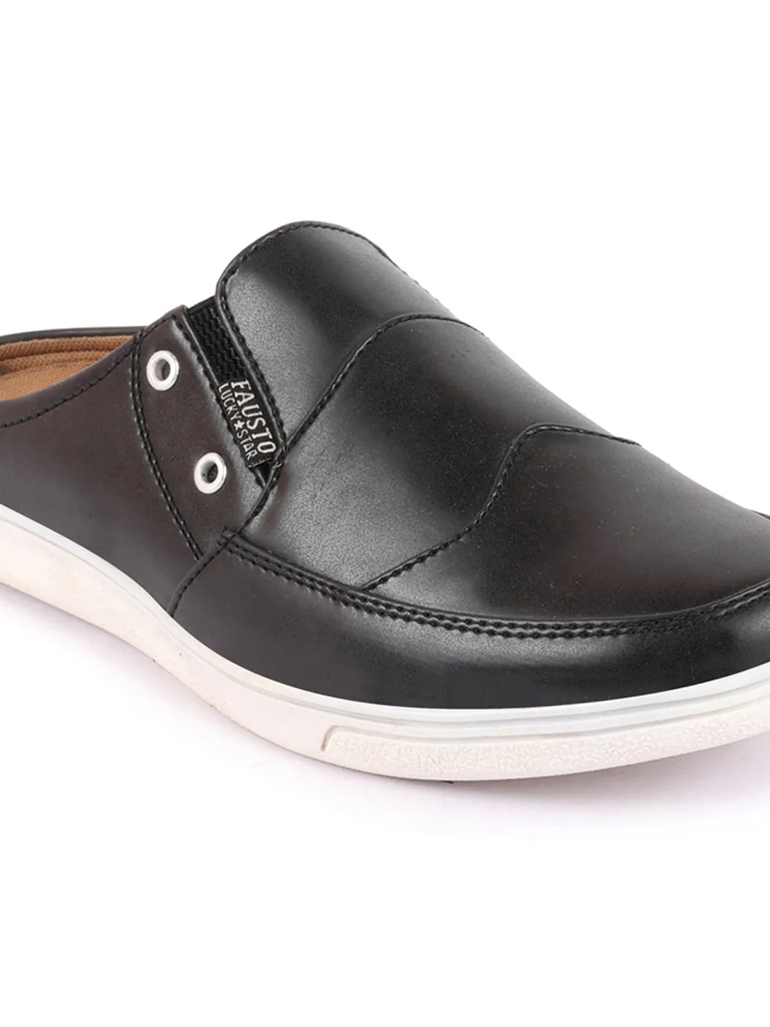 Men Grey Casual Back Open Classic Slip On Shoes