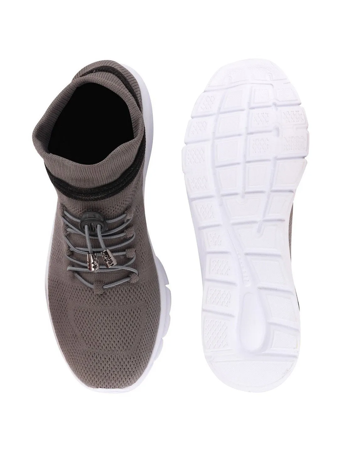 Men Grey Sports Lace-Up Outdoor Running Shoes