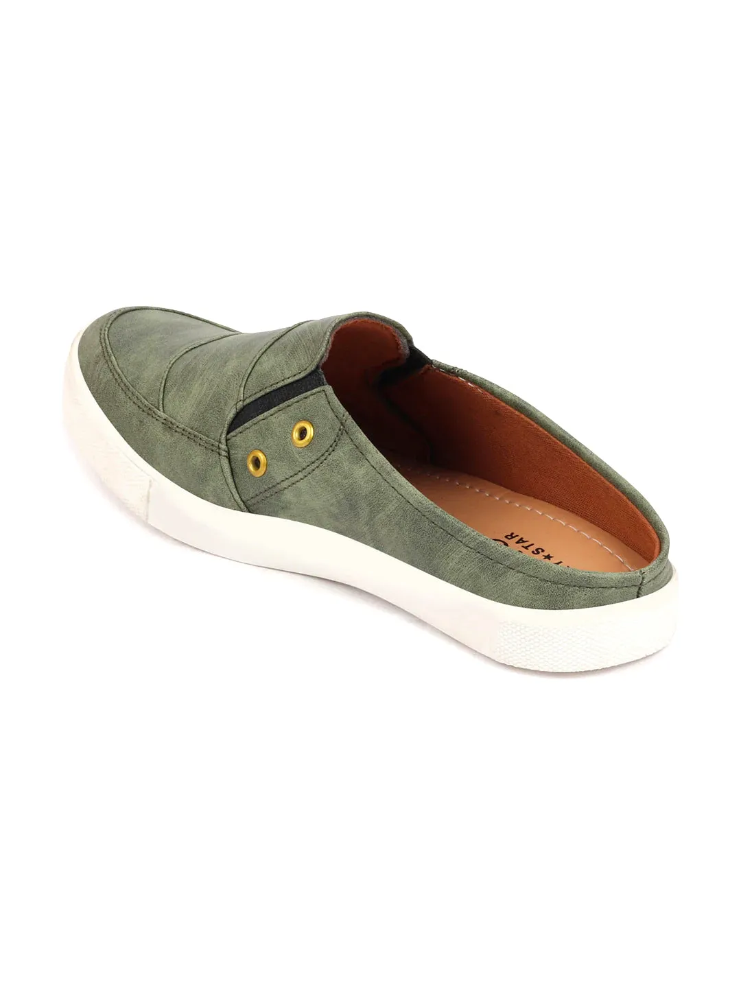 Men Olive Green Casual Slip-On Shoes