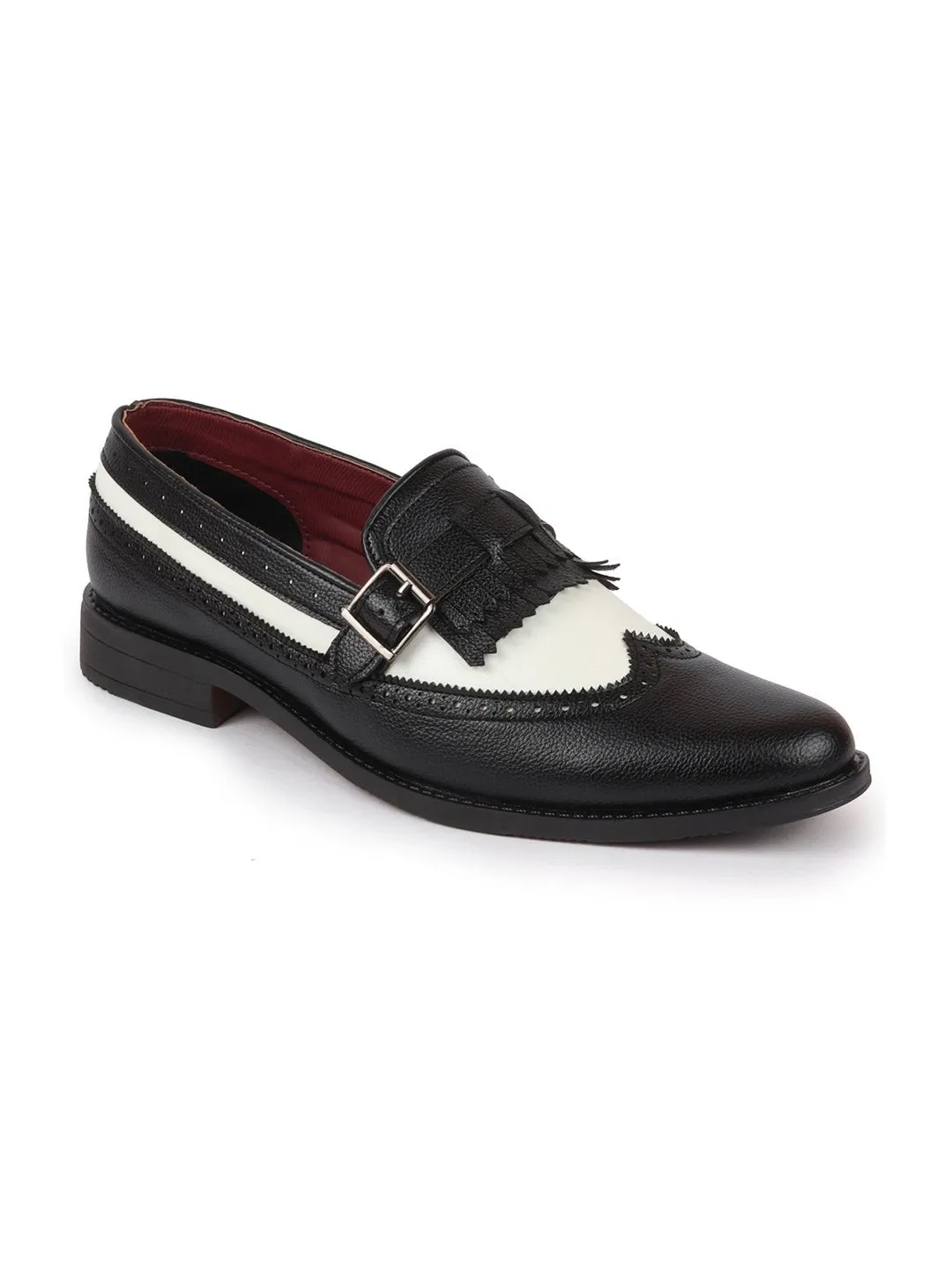 Men Party Black Single Strap Monk Slip On Shoes