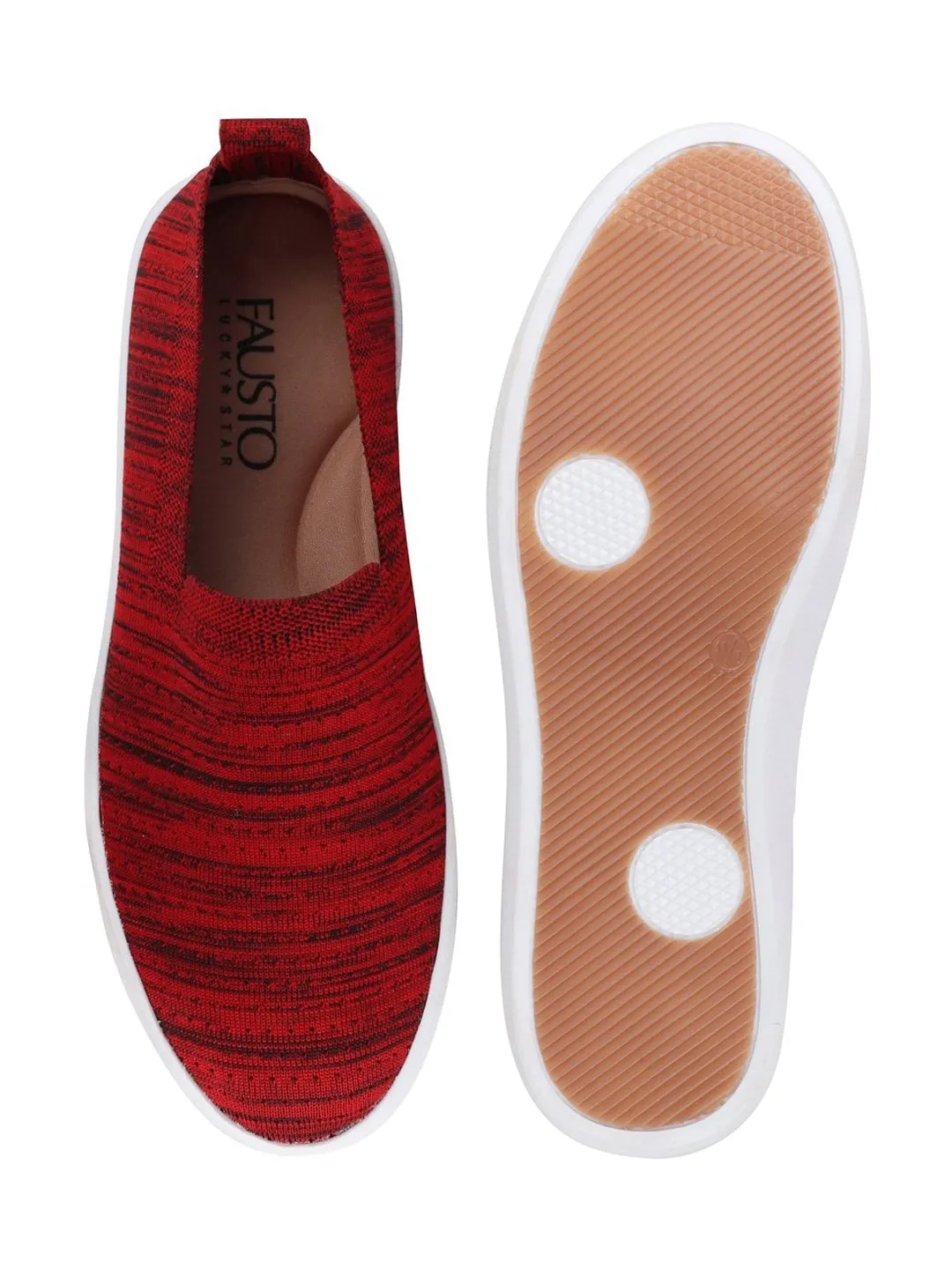 Men Red Casual Slip-On Shoes