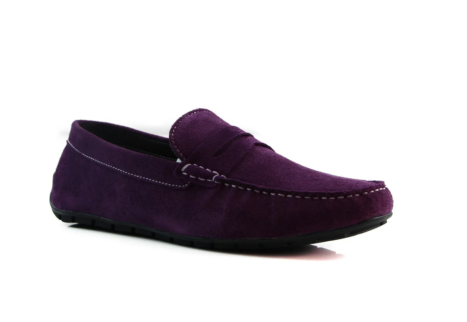 Mens Zasel Breeze Suede Leather Casual Dark Purple Slip On Boat Deck Shoes