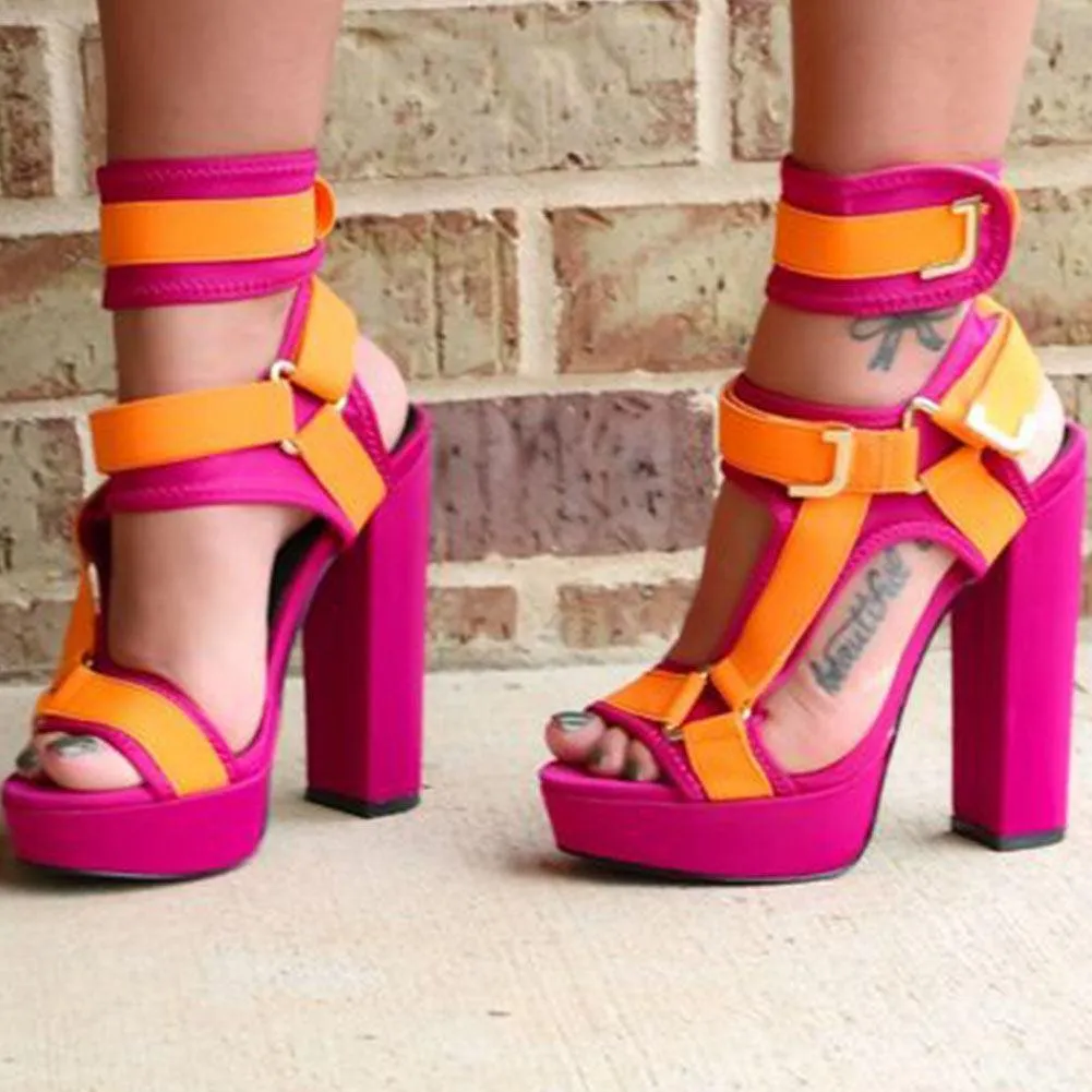 Multicolor Platform Strap Sandals