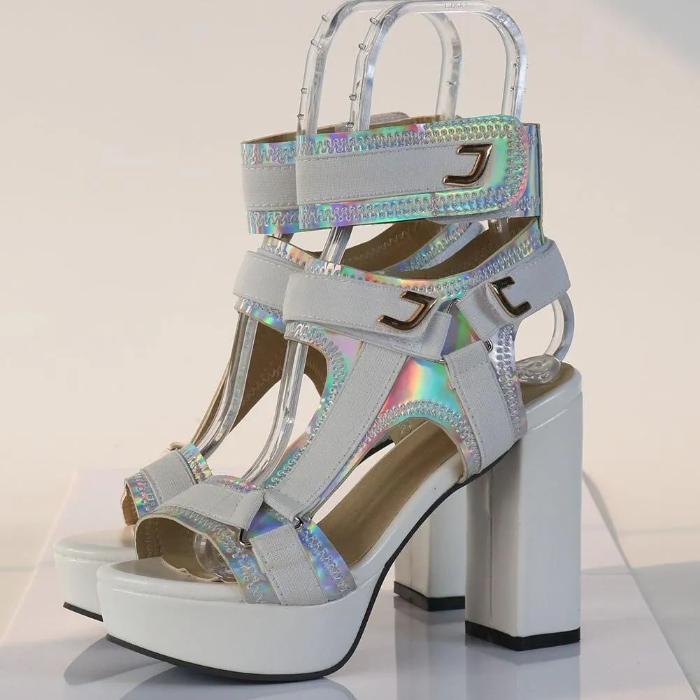 Multicolor Platform Strap Sandals