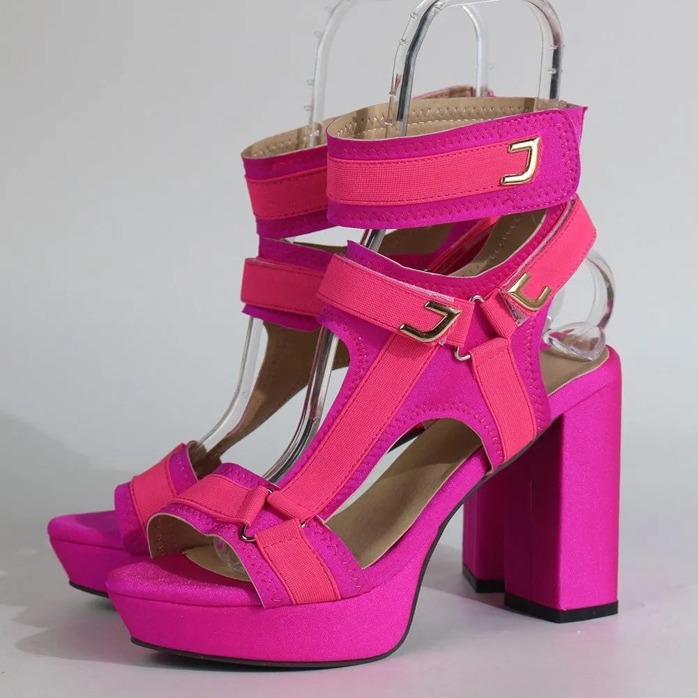 Multicolor Platform Strap Sandals