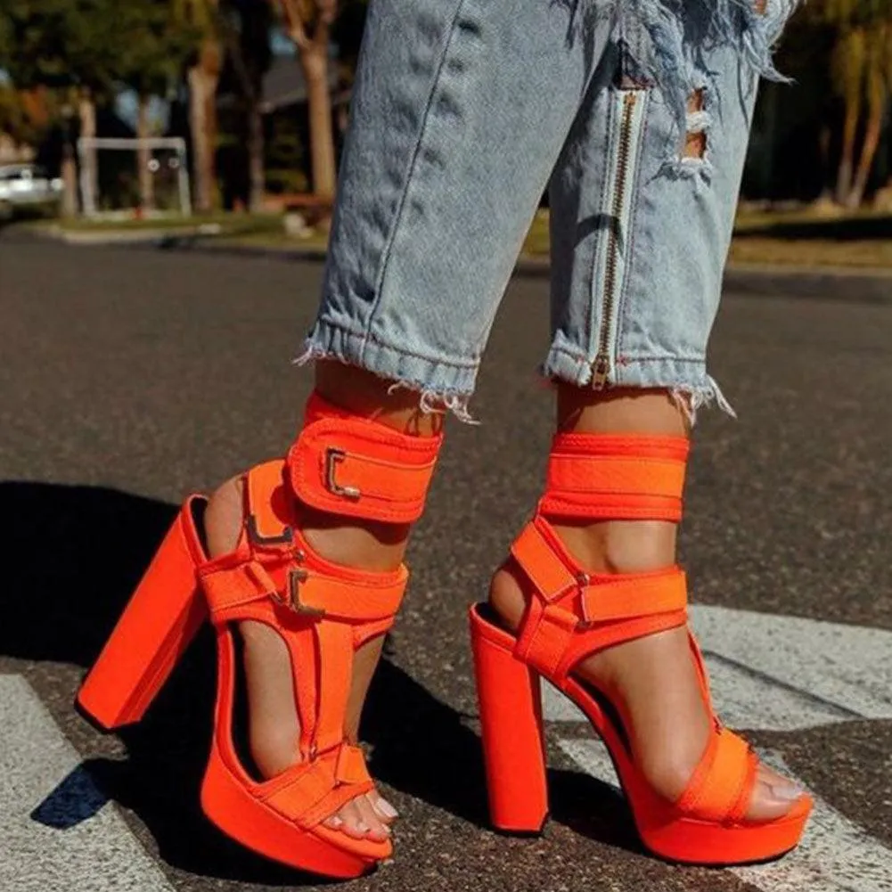 Multicolor Platform Strap Sandals