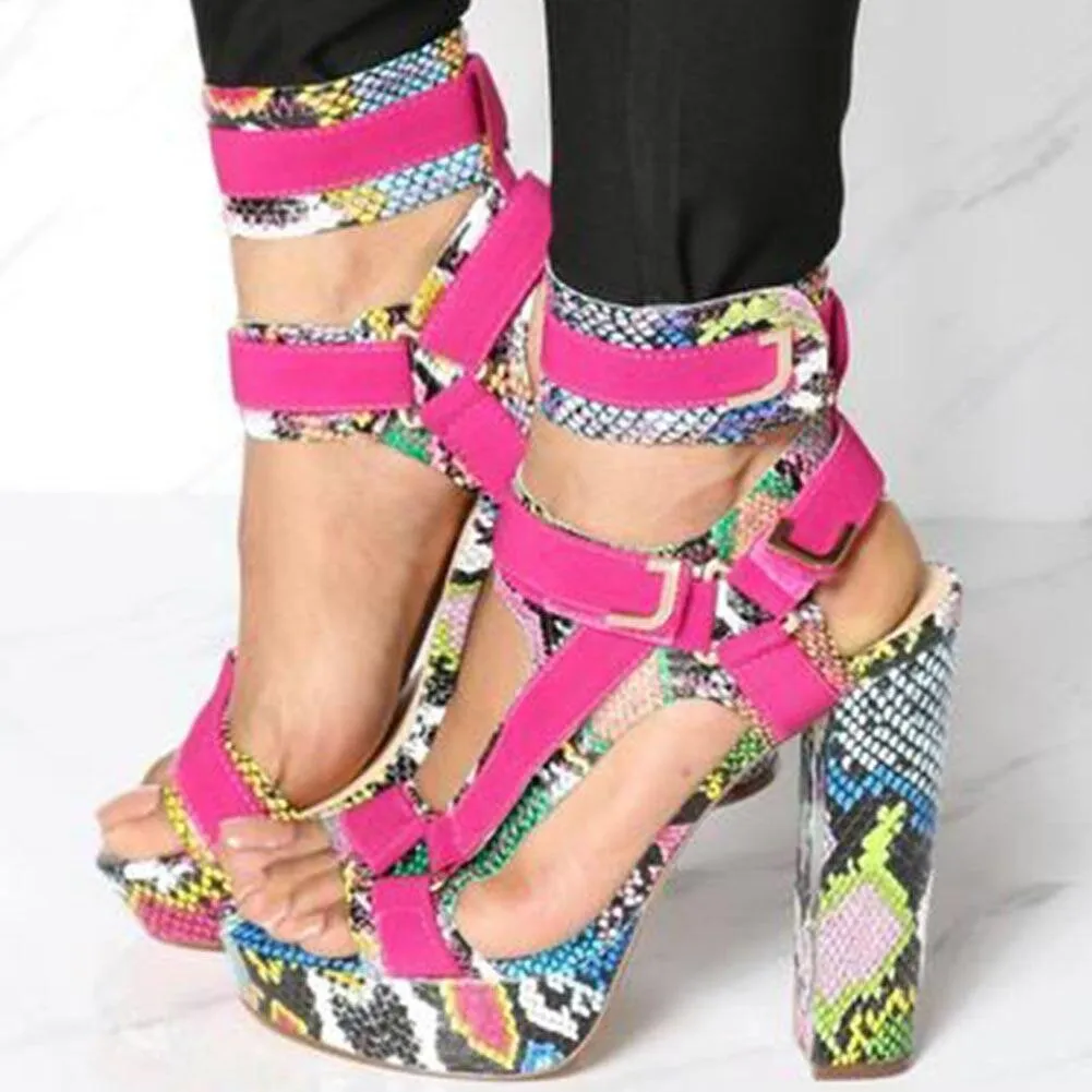 Multicolor Platform Strap Sandals