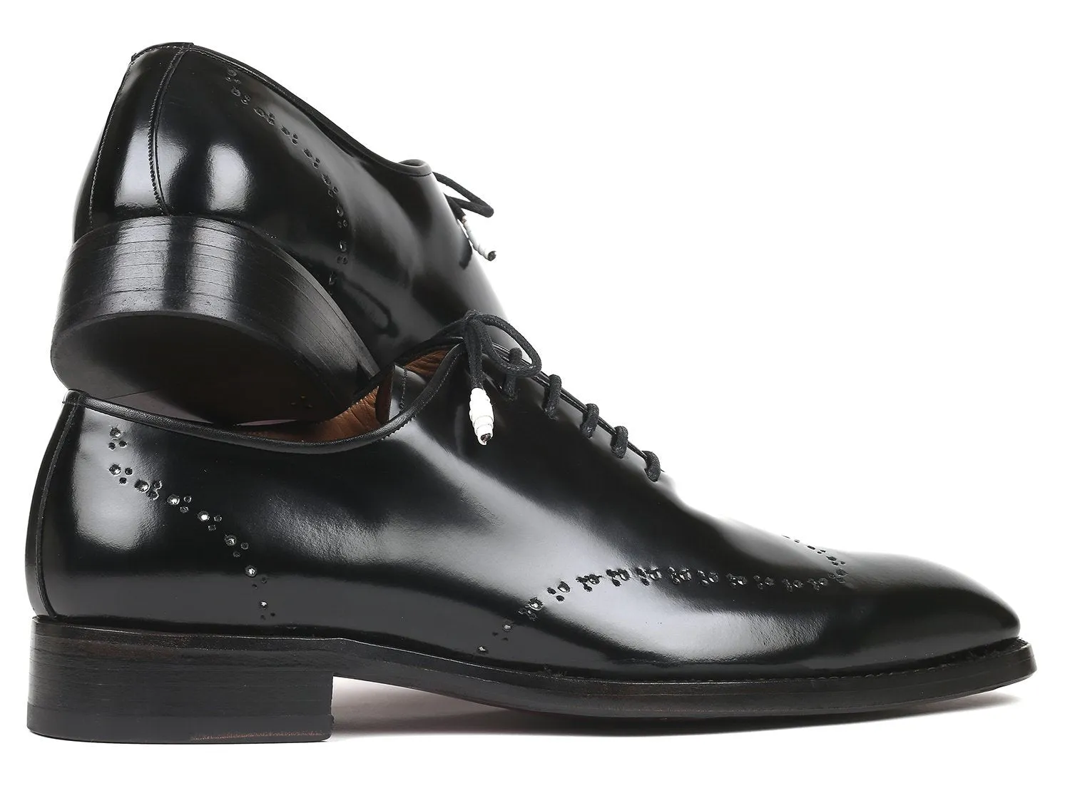 Paul Parkman Goodyear Welted Wingtip Oxfords Black Polished Leather (ID#181BLK55)