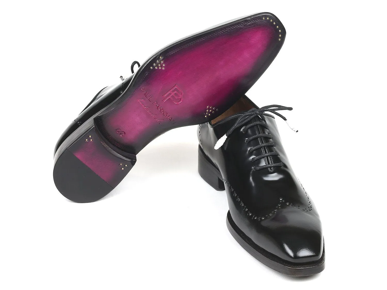 Paul Parkman Goodyear Welted Wingtip Oxfords Black Polished Leather (ID#181BLK55)