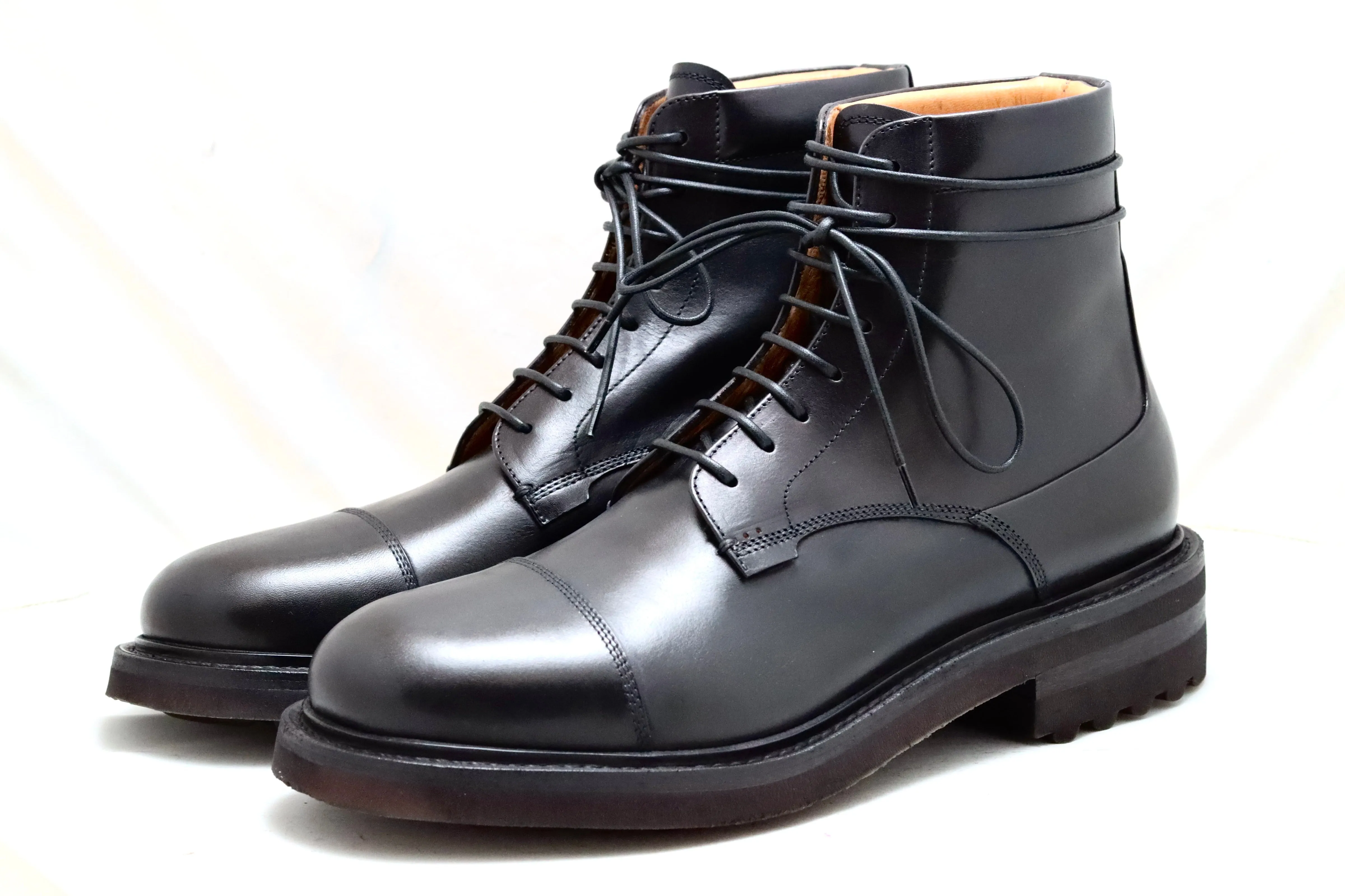 Toe cap derby Boot  | Black | calf