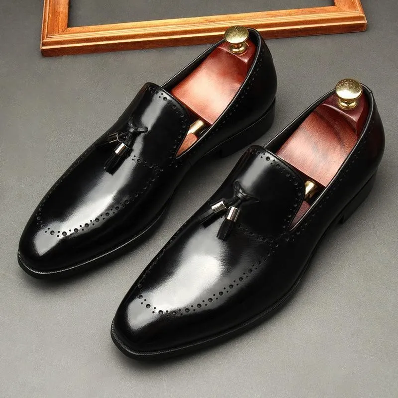 Vincenzo Patent Leather Tassel Loafer Shoes For Men