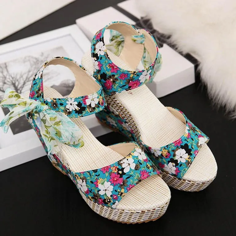 Wedge Lace Laces Floral Pattern High Heels 39