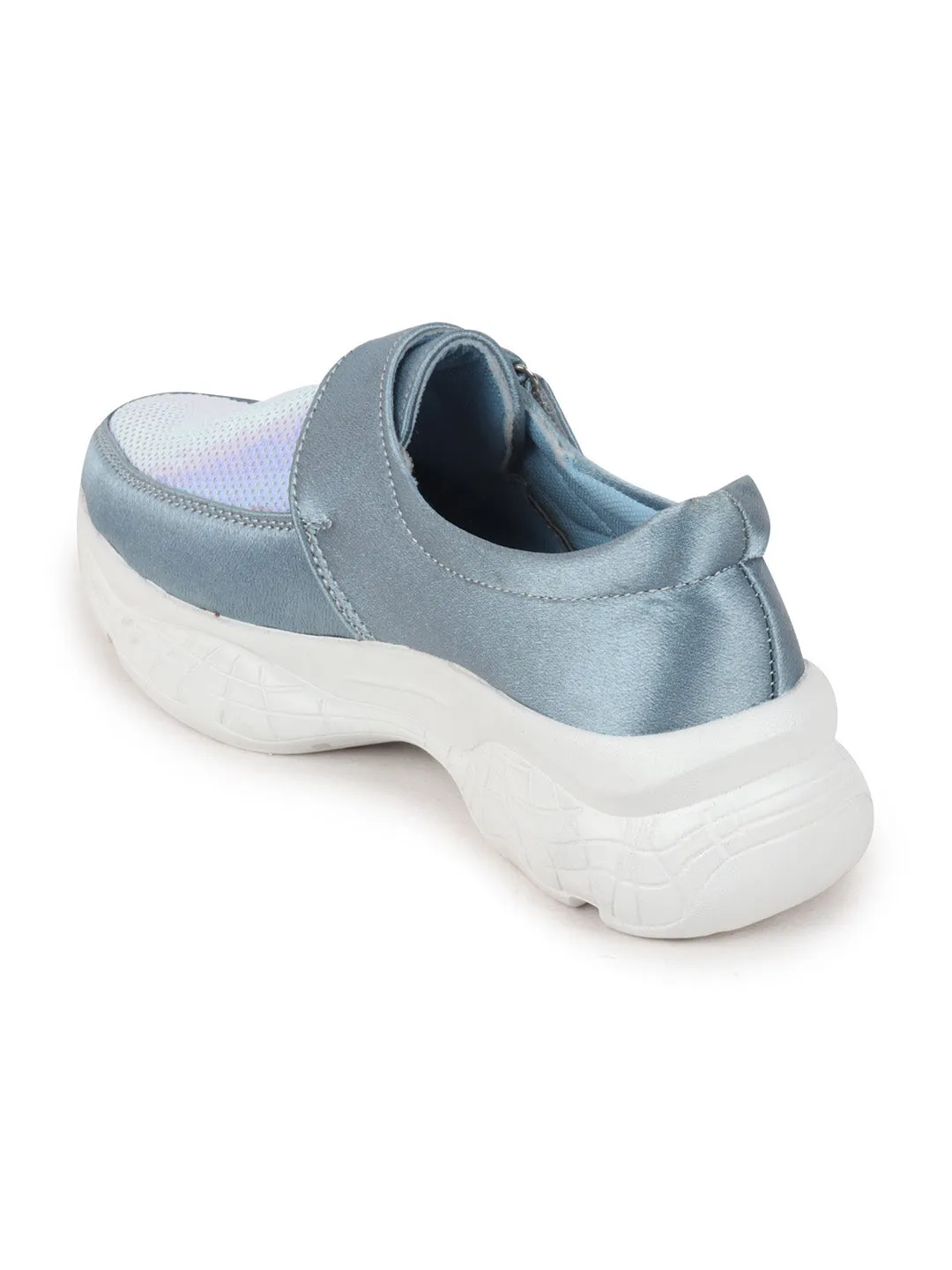 Women Sky Blue Stylish Slip On Sneakers