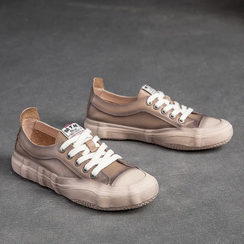 Women Spring Summer Leather Flat Casual Shoes