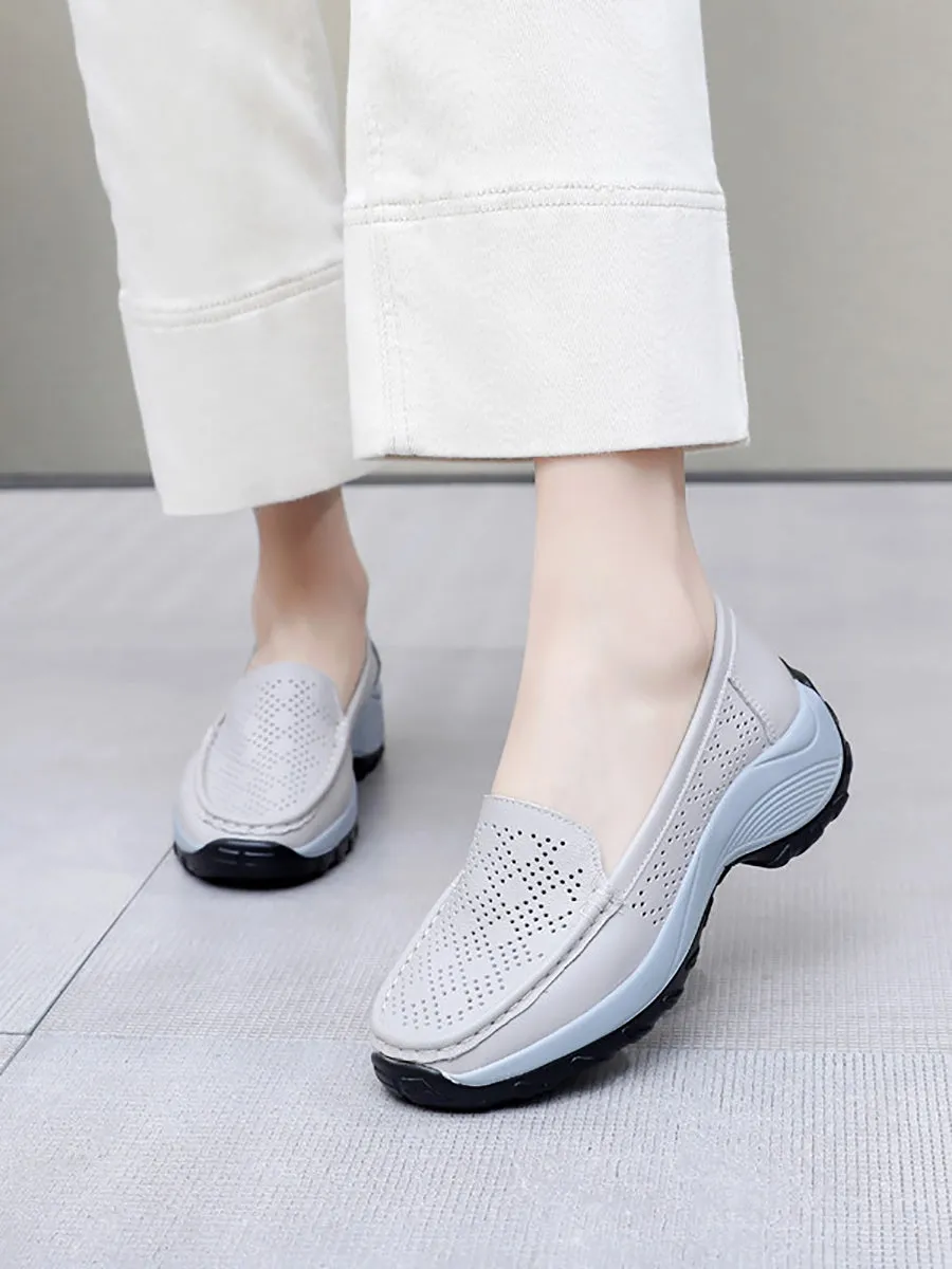 Women Summer Casual Leather Cutout Platform Shoes SC1039