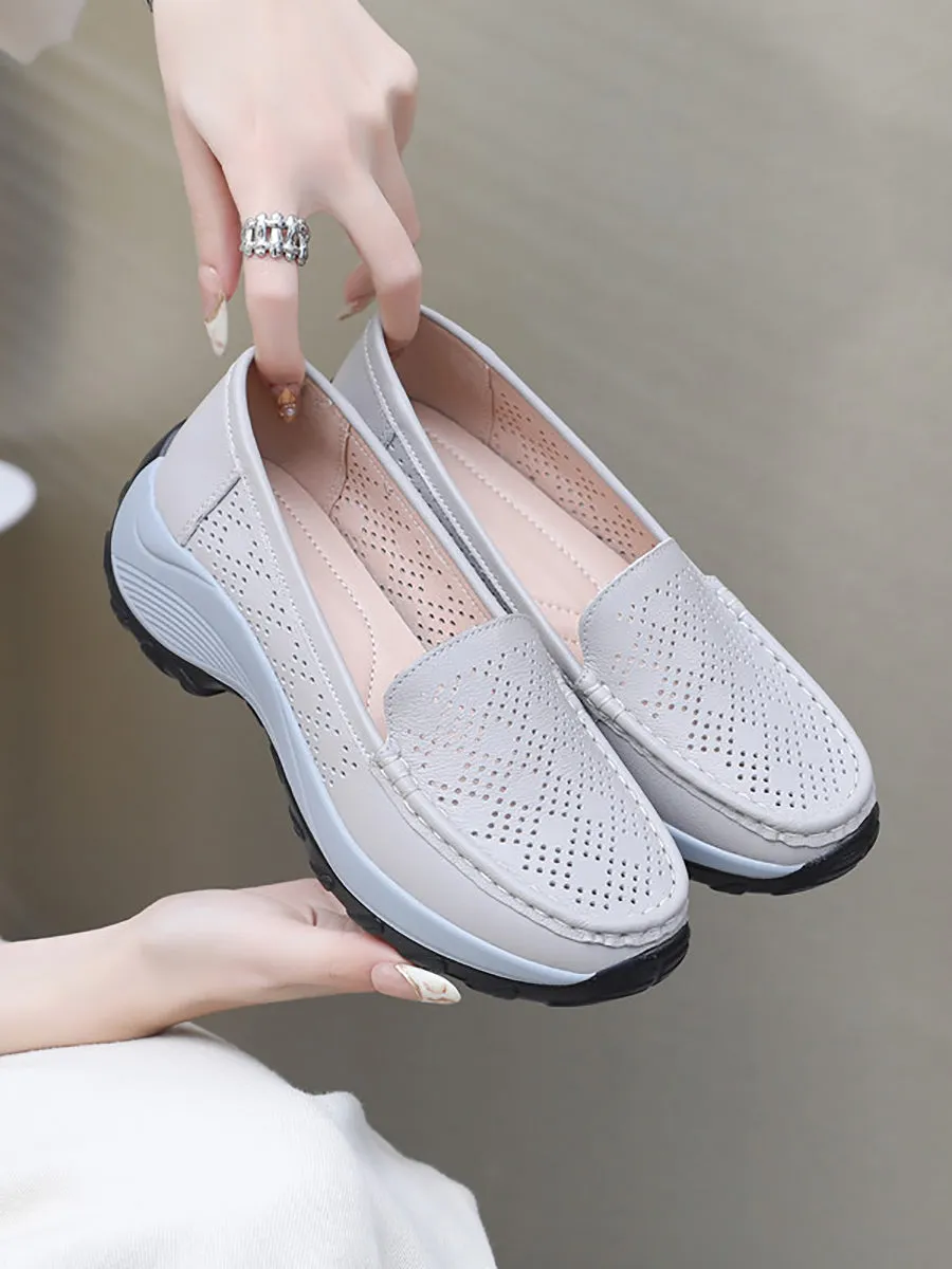 Women Summer Casual Leather Cutout Platform Shoes SC1039