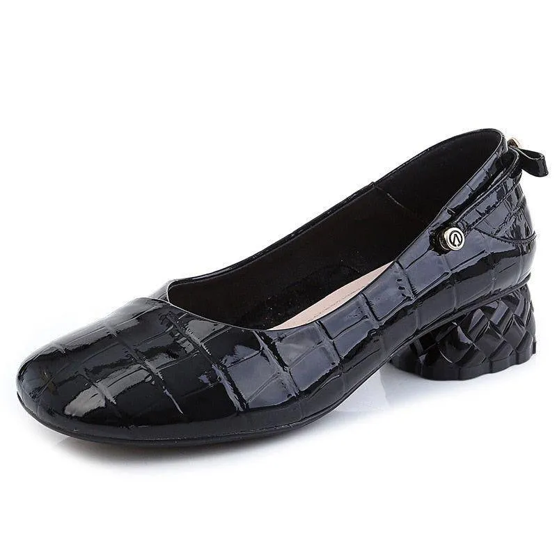 Women's Casual Shoes - Med Heels, Leather Pumps (FX315)