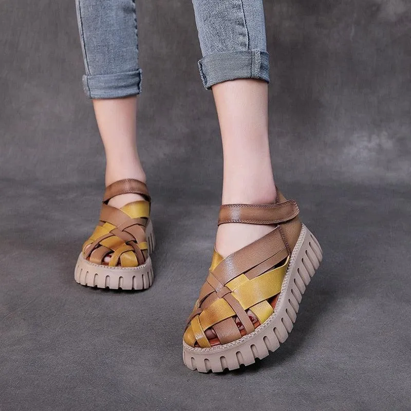 Women's Casual Shoes: RM308 Wedges Leather Gladiator Sandals in Mixed Colors